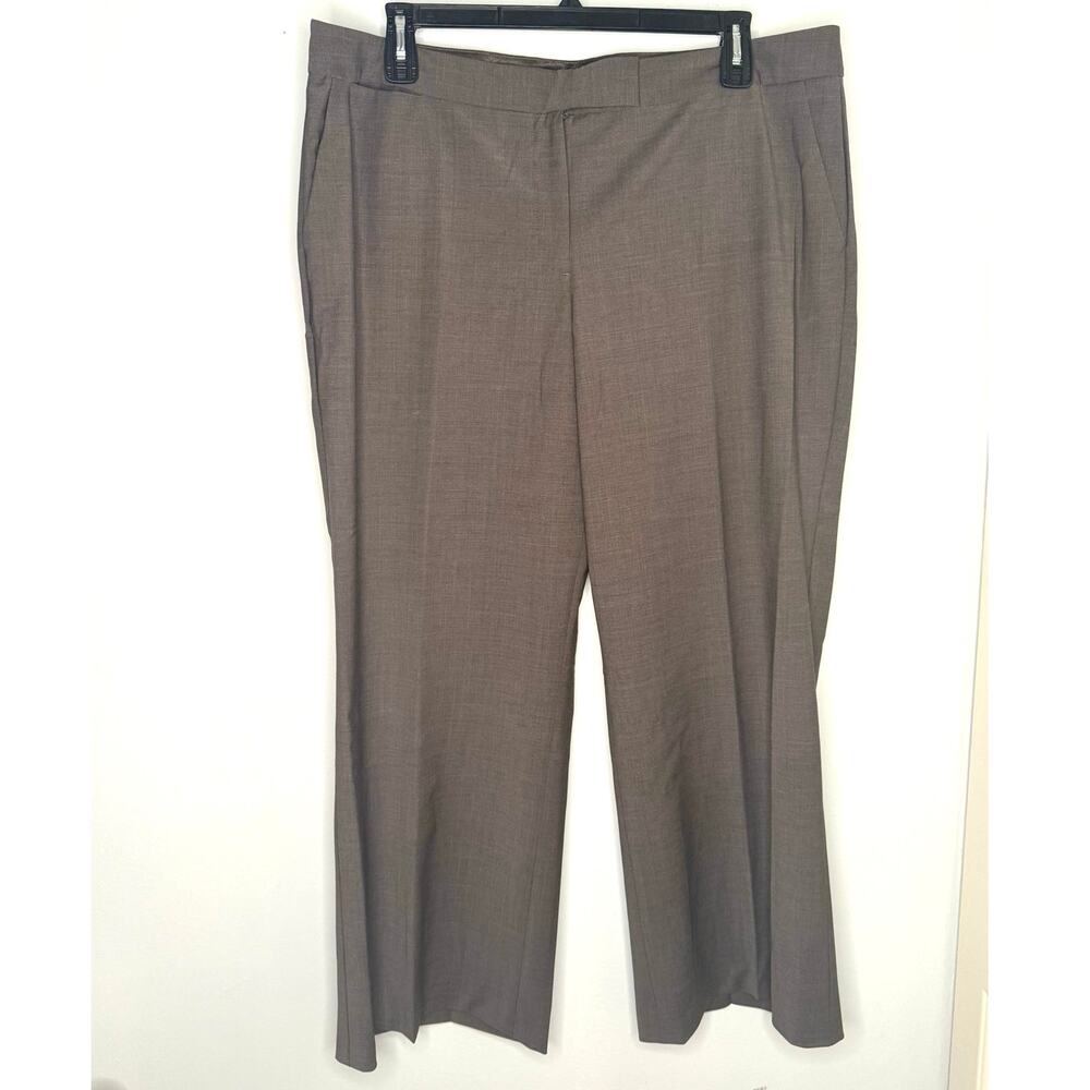Talbots Signature Taupe Wool Blend High Waisted Wide Leg Dress Trousers Size 20